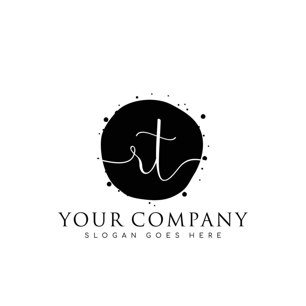 Initial RT beauty monogram and elegant logo design, handwriting logo of initial signature, wedding, fashion, floral and botanical with creative template. vector