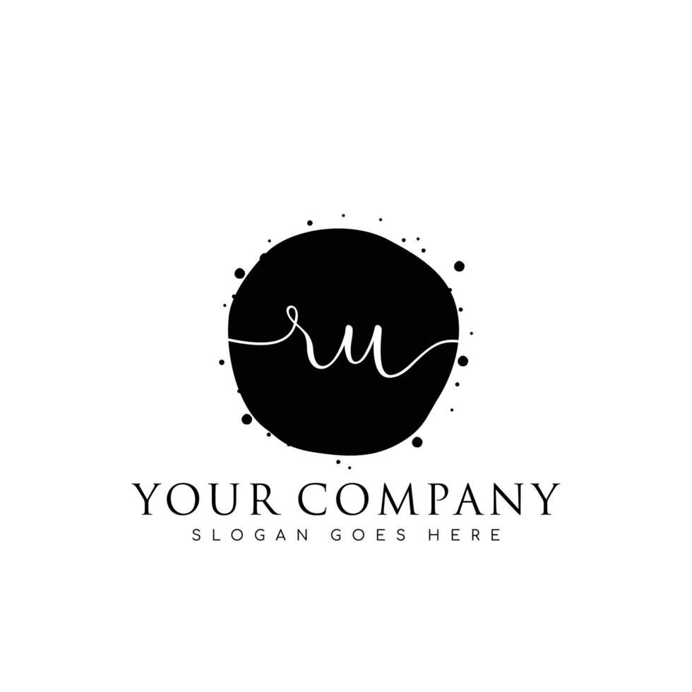 Initial RU beauty monogram and elegant logo design, handwriting logo of initial signature, wedding, fashion, floral and botanical with creative template. vector
