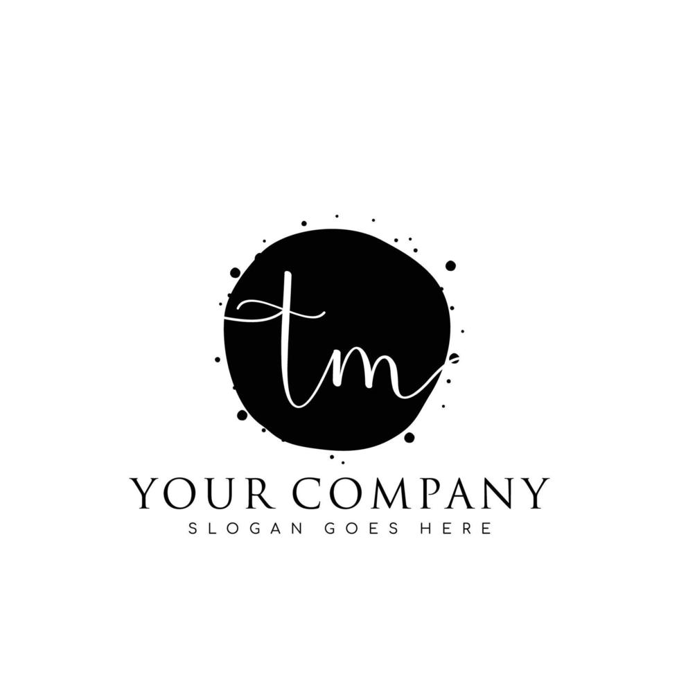 Initial TM beauty monogram and elegant logo design, handwriting logo of initial signature, wedding, fashion, floral and botanical with creative template. vector