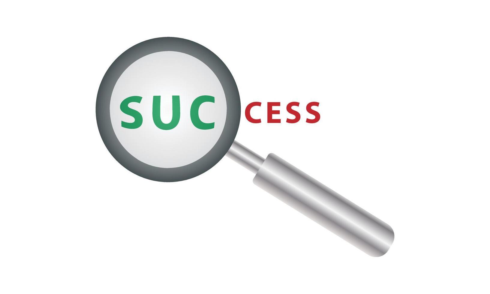 magnifying glass and success word vector