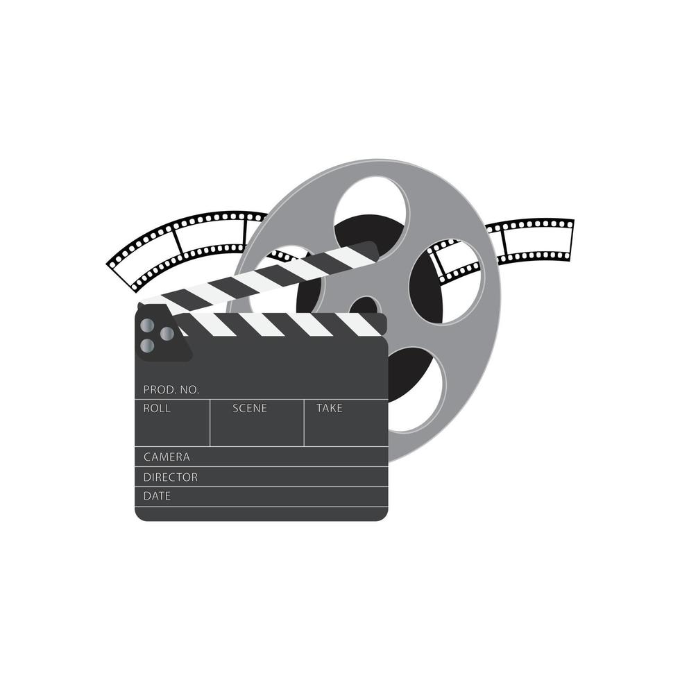 movie clapper board and film reel vector