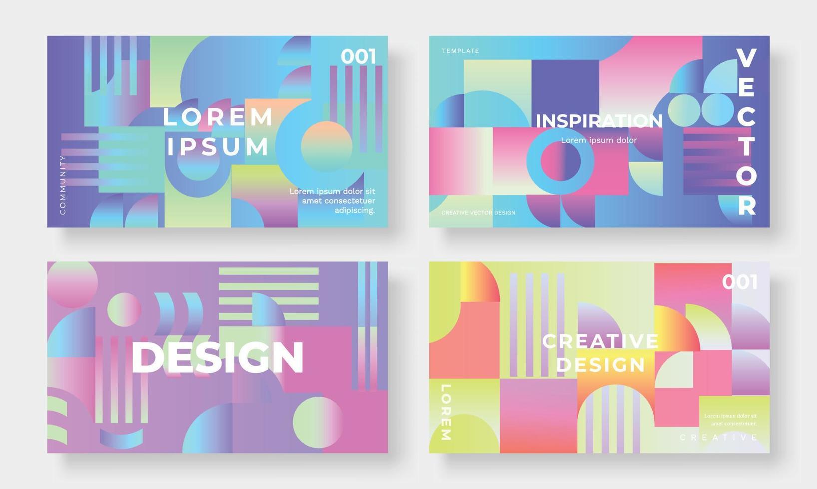 Set of template background design vector. Collection of creative trendy abstract colorful gradient geometric shapes, circle, square. Design illustration for business card, cover, banner, wallpaper. vector
