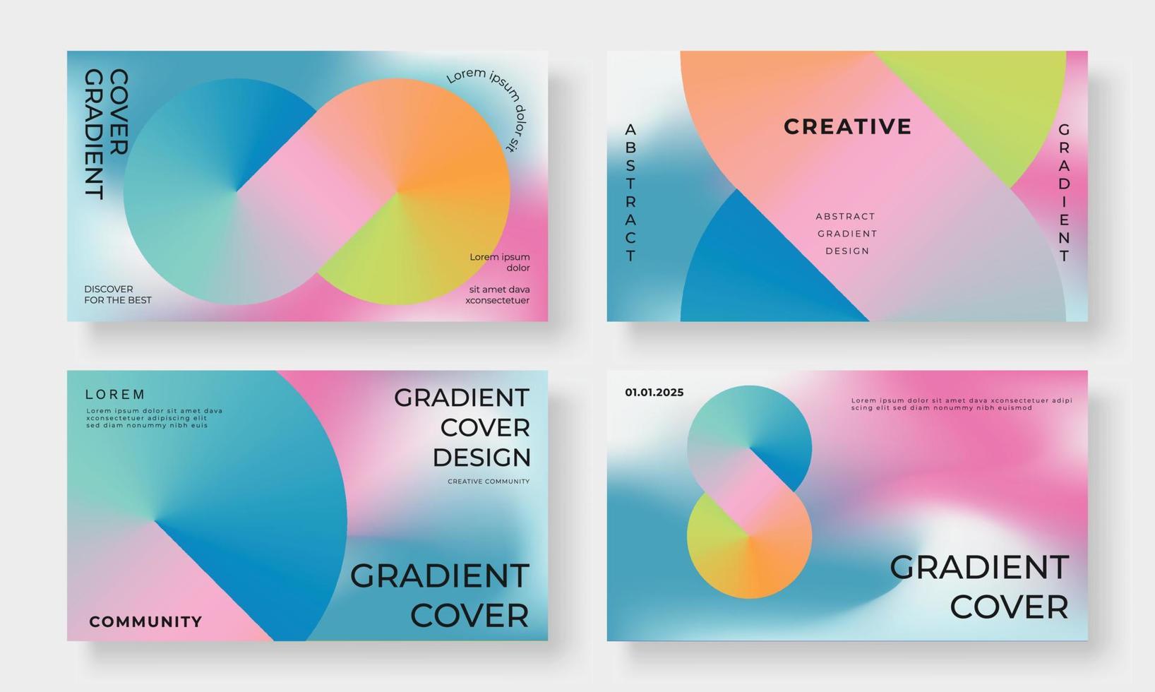 Set of template background design vector. Collection of creative abstract gradient vibrant colorful infinity shape, blurred background. Design illustration for business card, cover, banner, wallpaper. vector