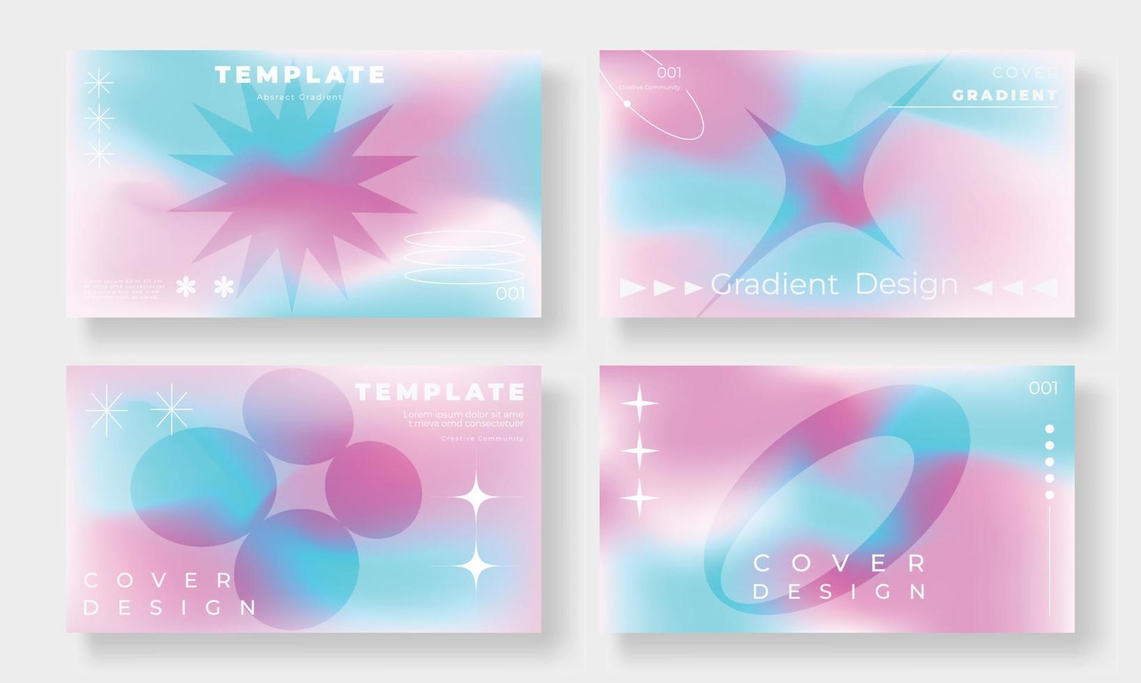 Set of template background design vector. Collection of creative trendy abstract gradient pastel blurred background, circle, curve, orbit, sparkle. Design for business card, cover, banner, poster. vector