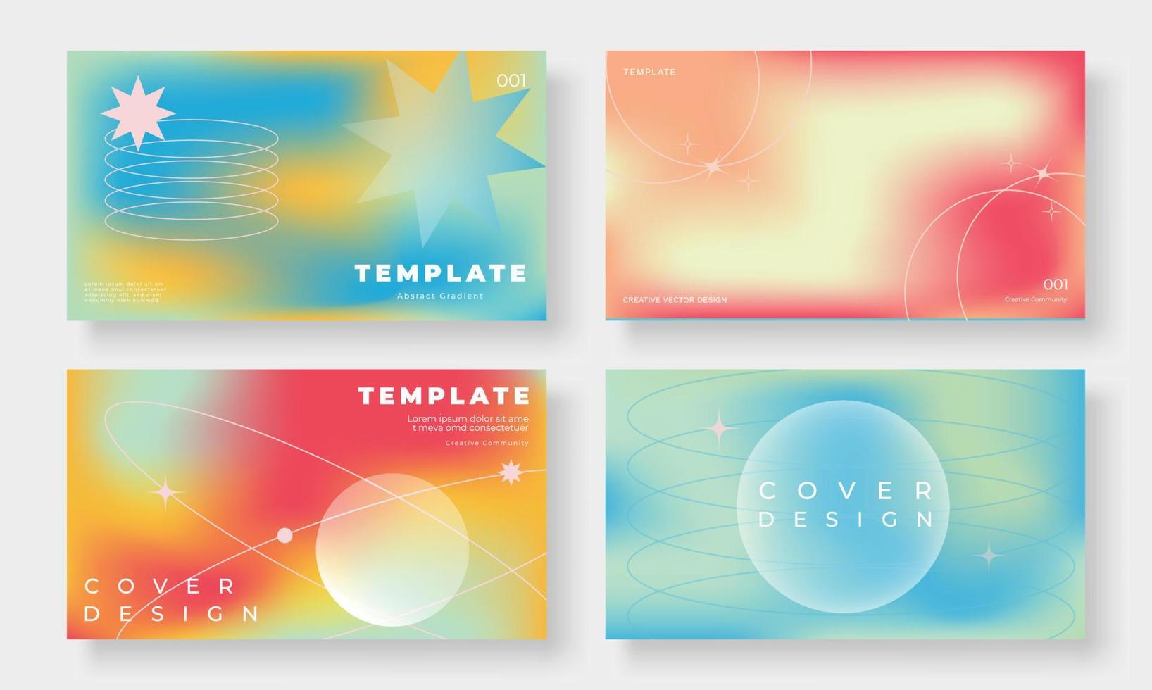 Set of template background design vector. Collection of creative abstract gradient color, circle, sparkle orbit on fluid blurred background. Art design for business card, cover, banner, wallpaper. vector