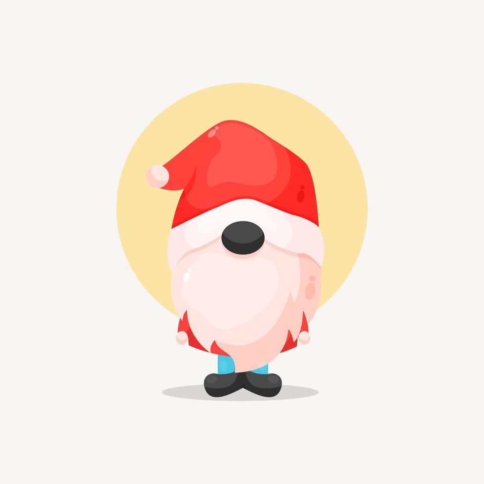 cute christmas gnome in santa claus costume illustration vector