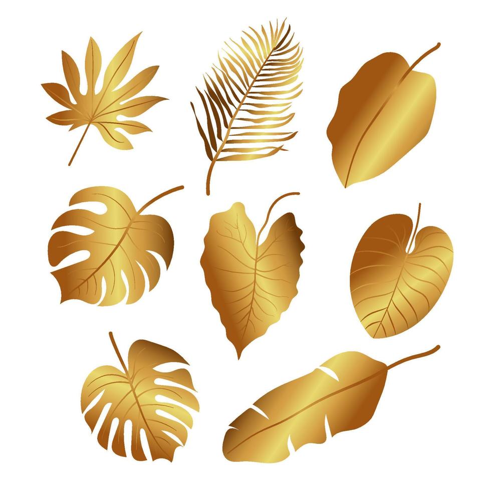 Gold gradient leaves vector