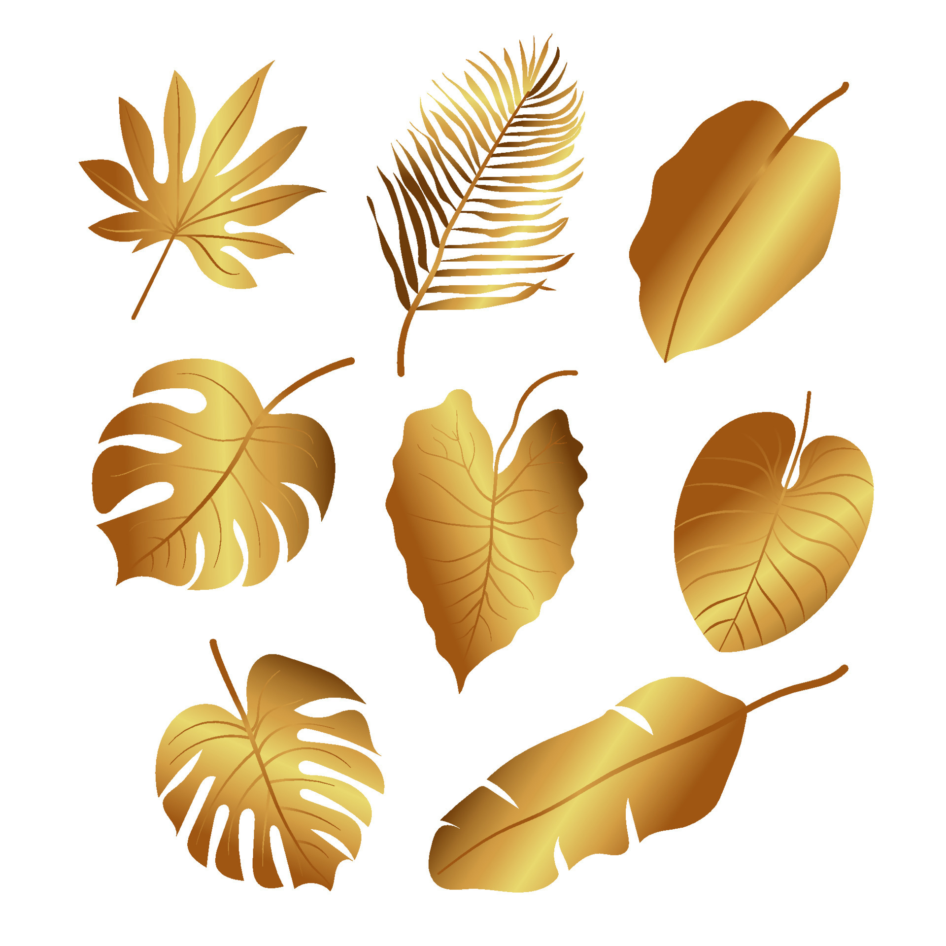 Gold gradient leaves 14195619 Vector Art at Vecteezy