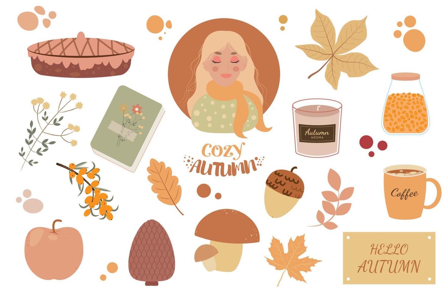 Cozy autumn blond set vector