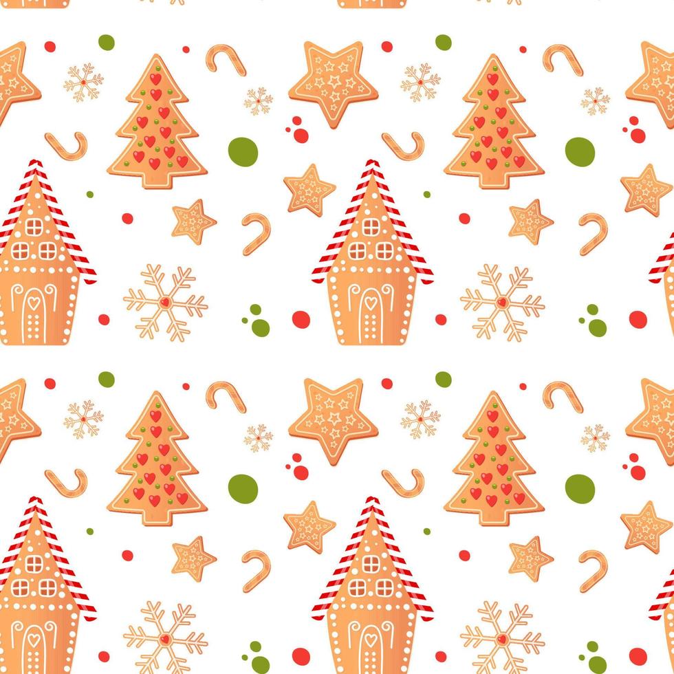 Gingerman house and tree pattern vector