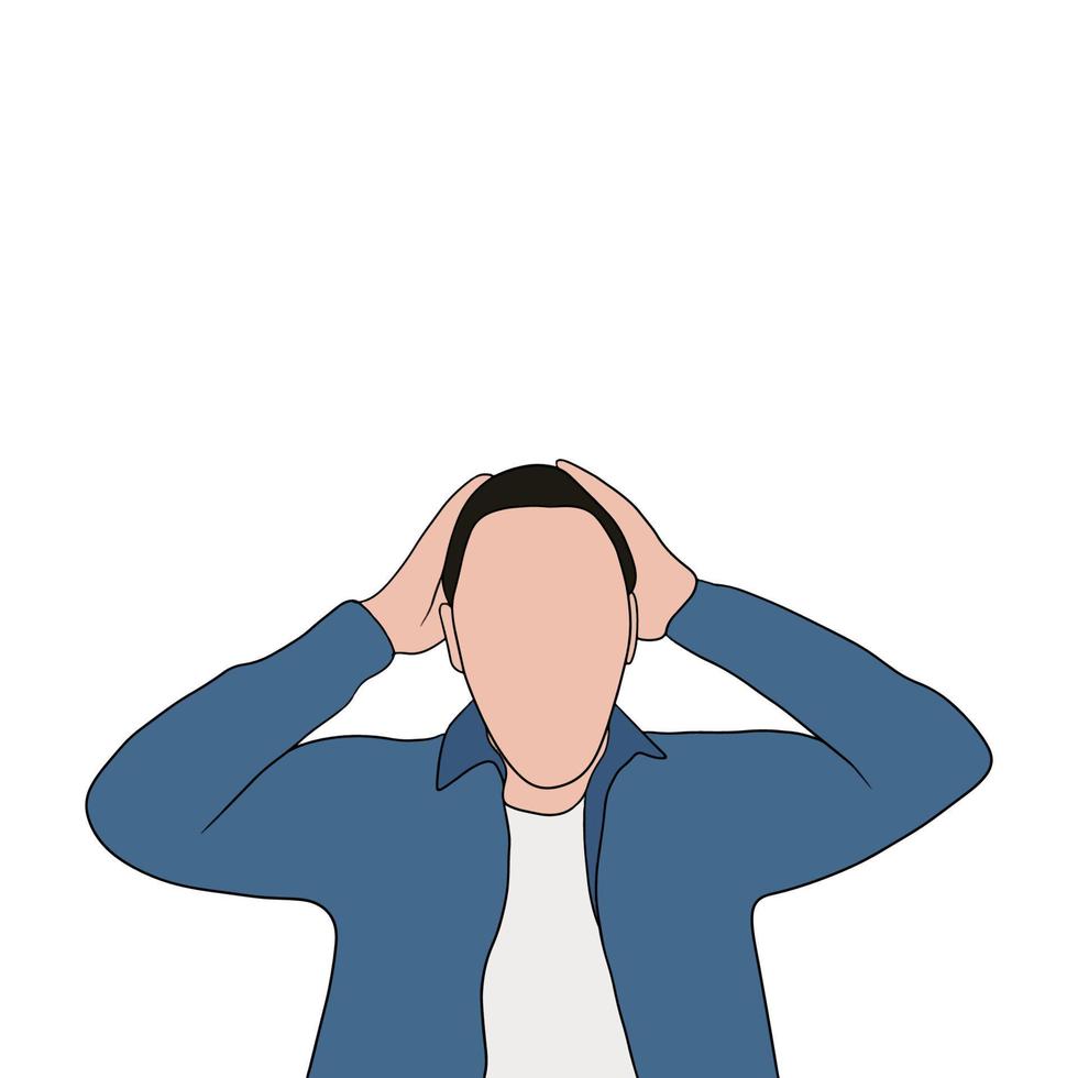 Isolated Young handsome man set in different poses on white background illustration vector