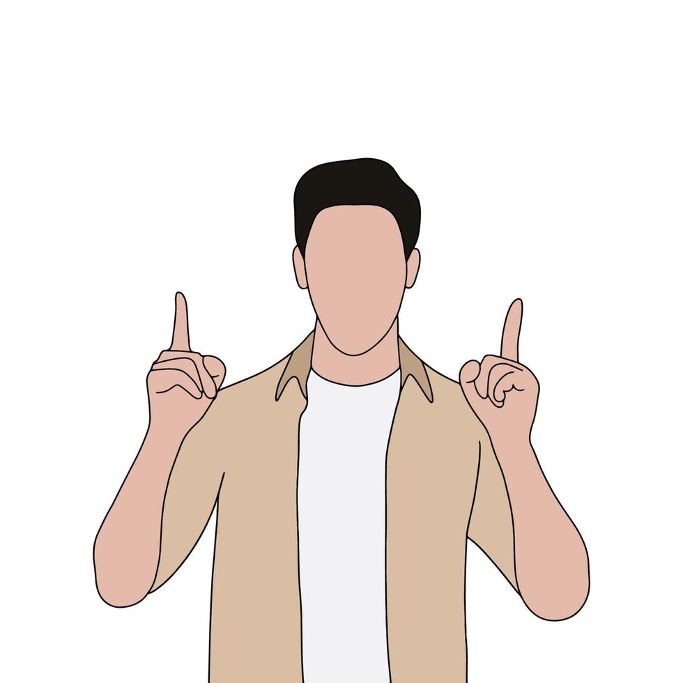 Isolated Young handsome man set in different poses on white background illustration vector