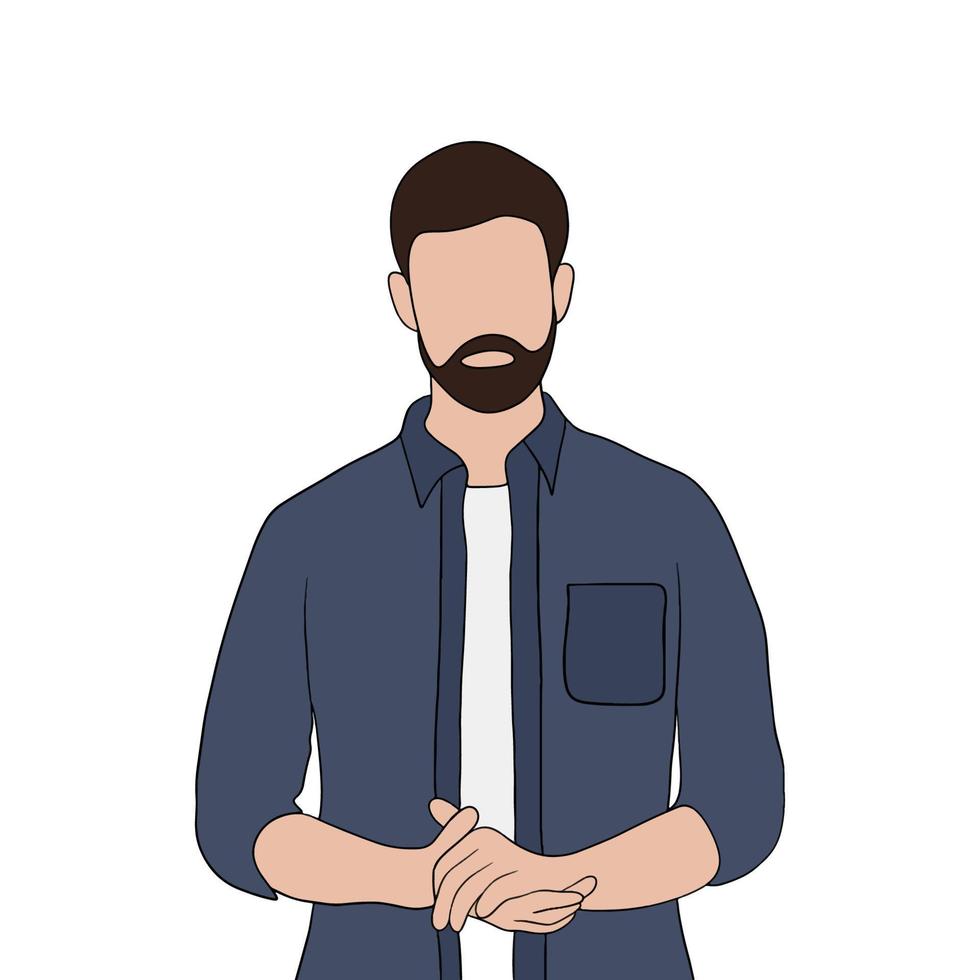 Isolated Young handsome man set in different poses on white background illustration vector