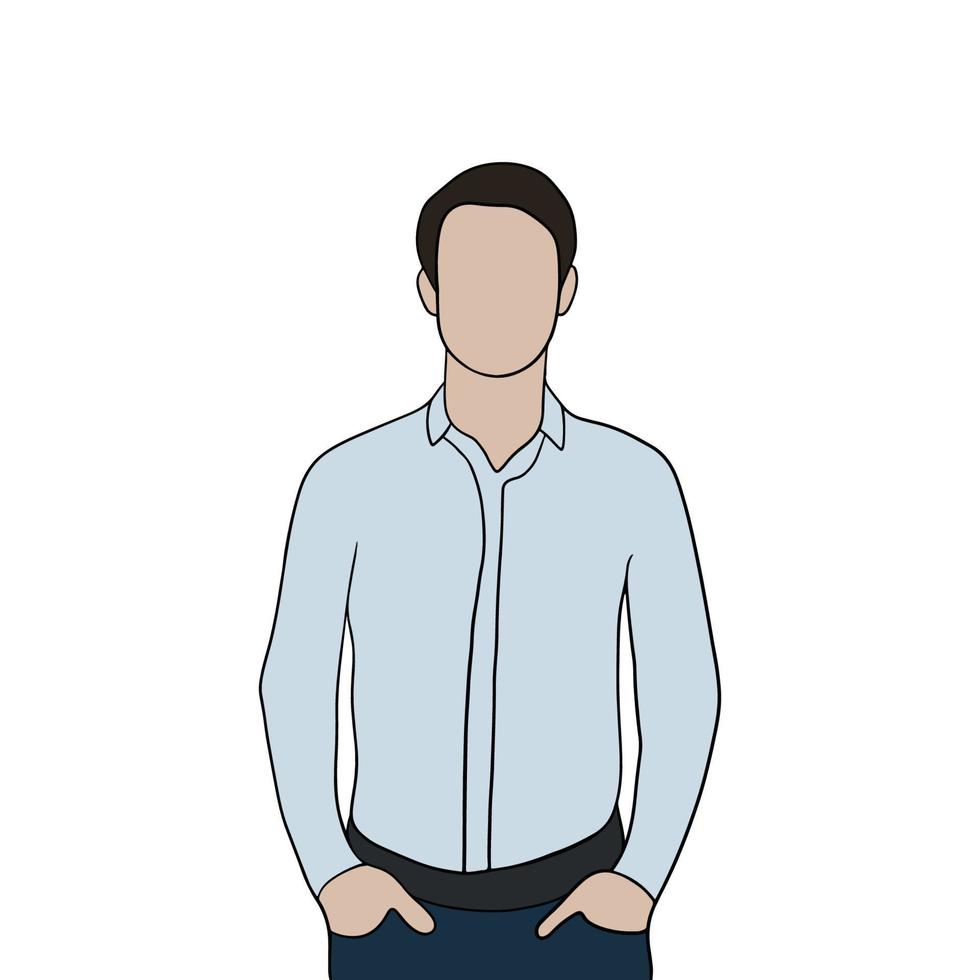 Isolated Young handsome man set in different poses on white background illustration vector