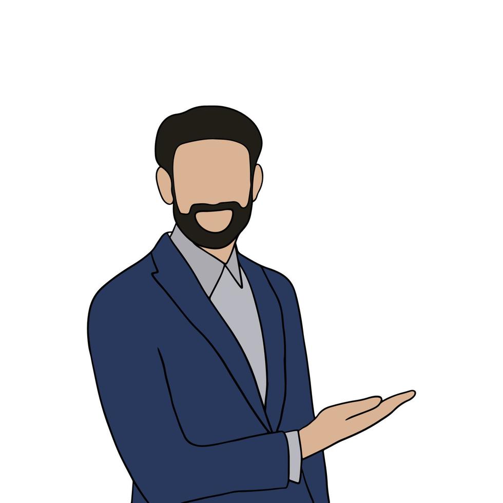 Isolated Young handsome man set in different poses on white background illustration vector