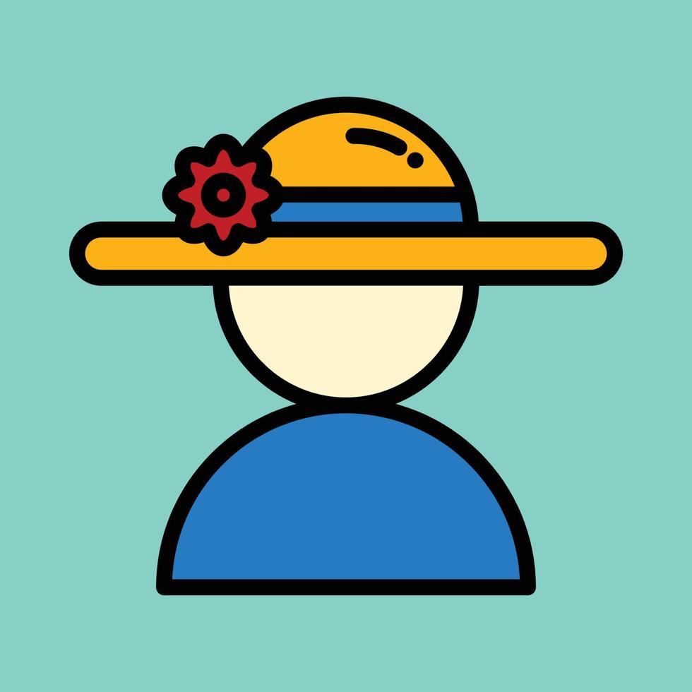 icono lleno de sombrero de paja vector