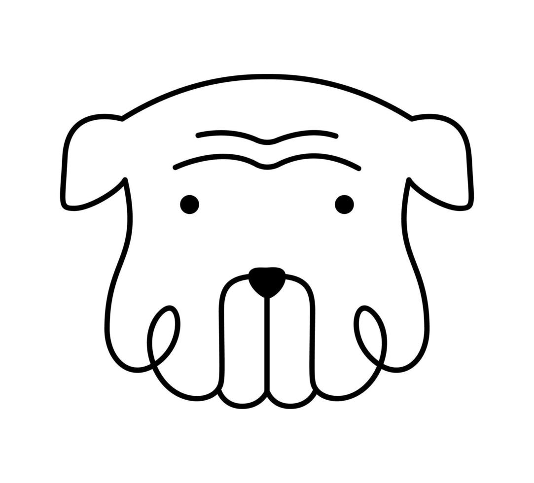 Vector cute one line dog logo. Minimalist pet in abstract hand drawn style, minimalist one line drawing. Lovely abstract minimal