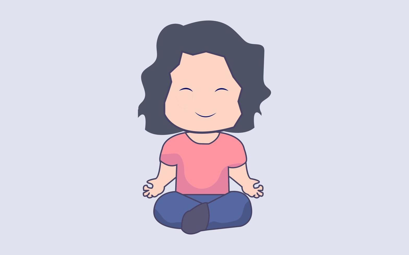 Cute meditation yoga cartoon vector icon illustration.