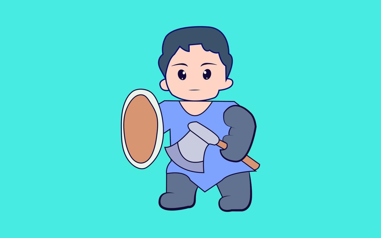 Cute boy going to war cartoon vector