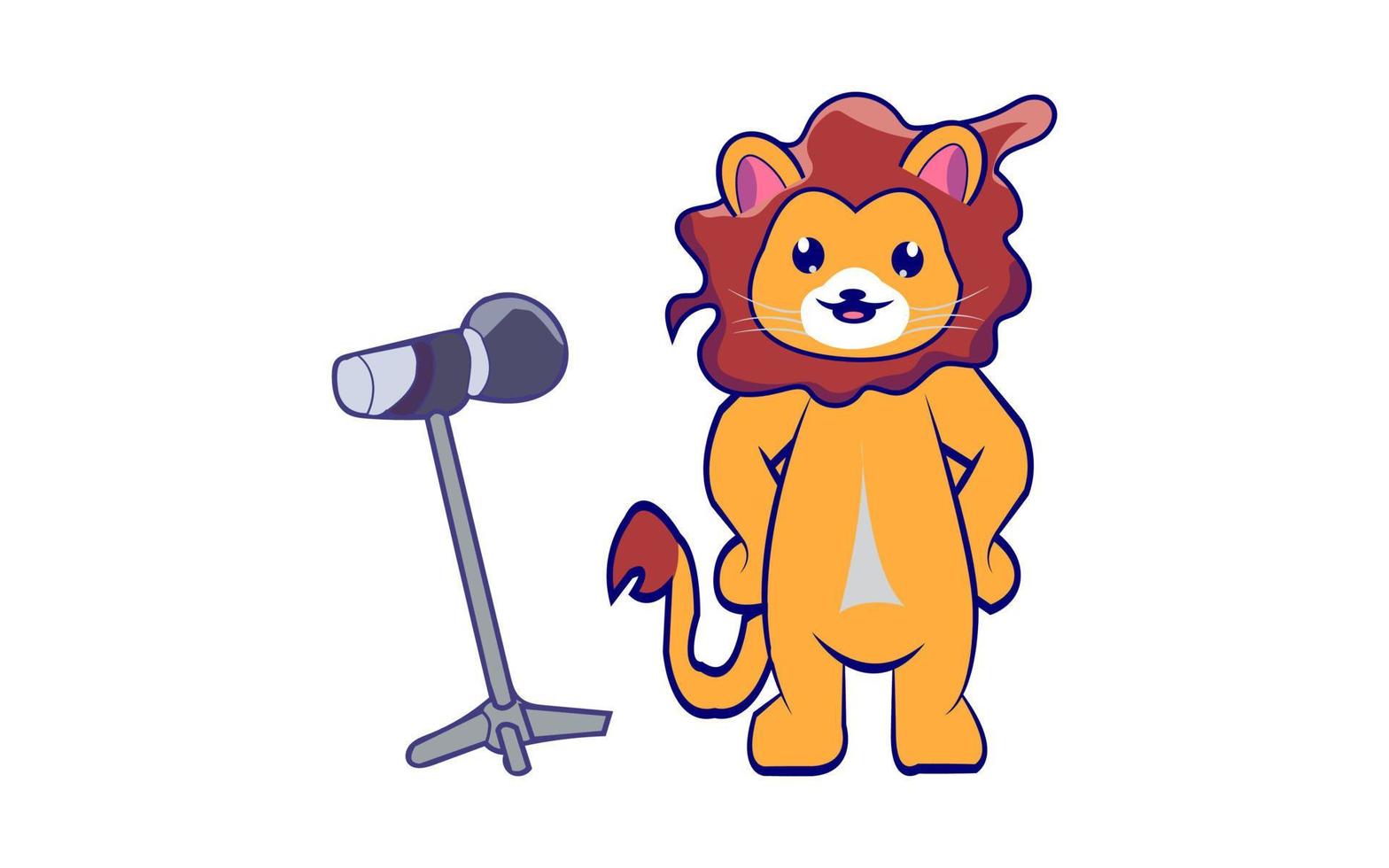 lindo el tigre cantando dibujos animados pro vector