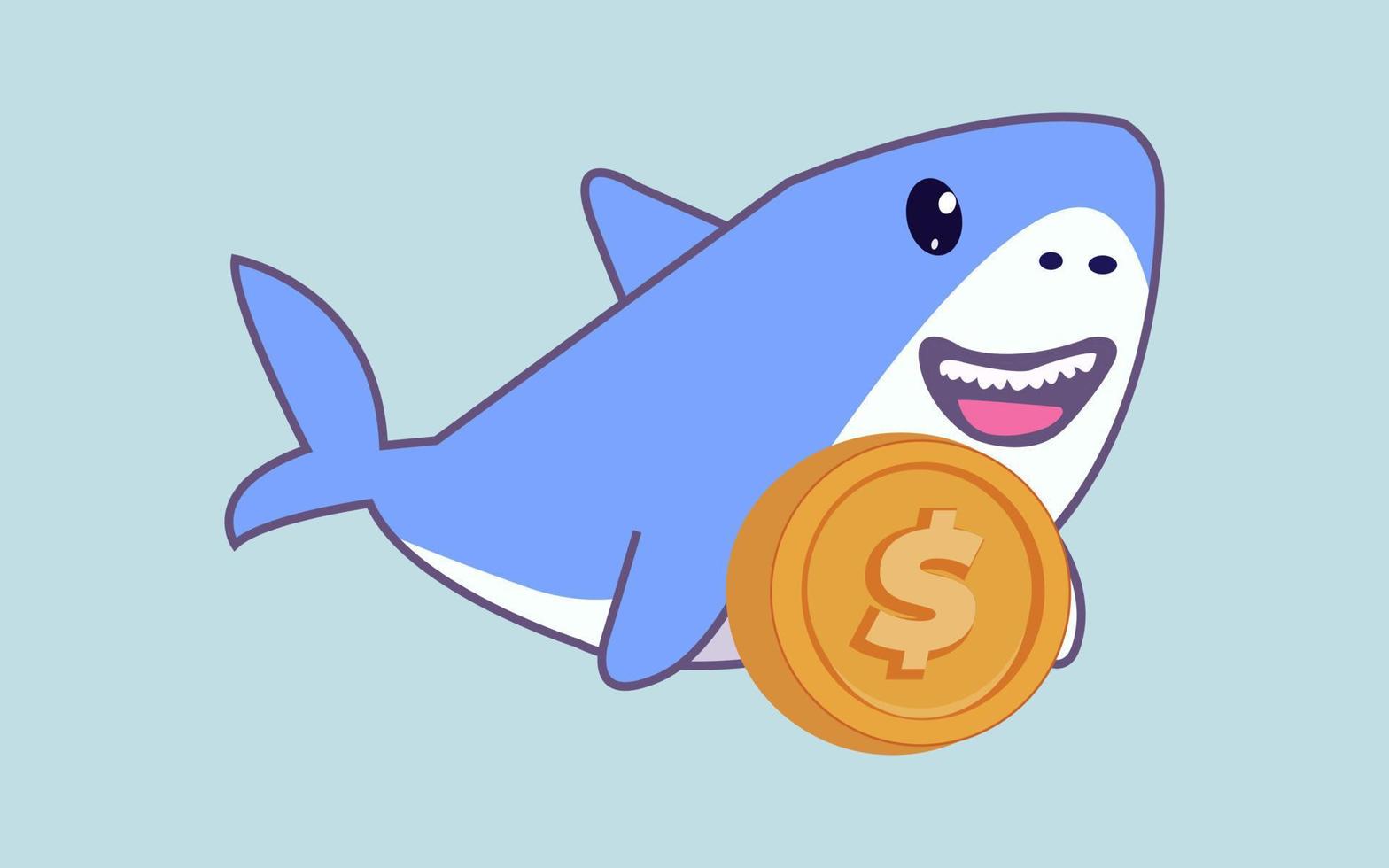 Cute shark cartoon Pro vector