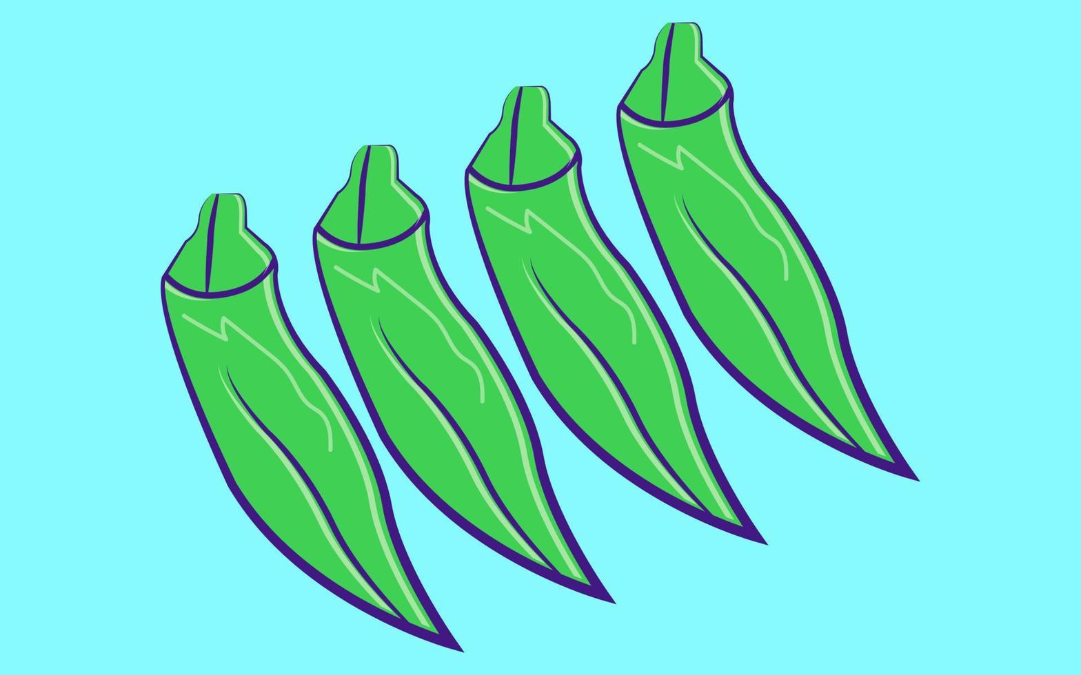 Okra vegetable cartoon Pro vector