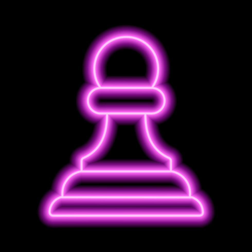 Neon pink contour chess figure pawn on a black background vector