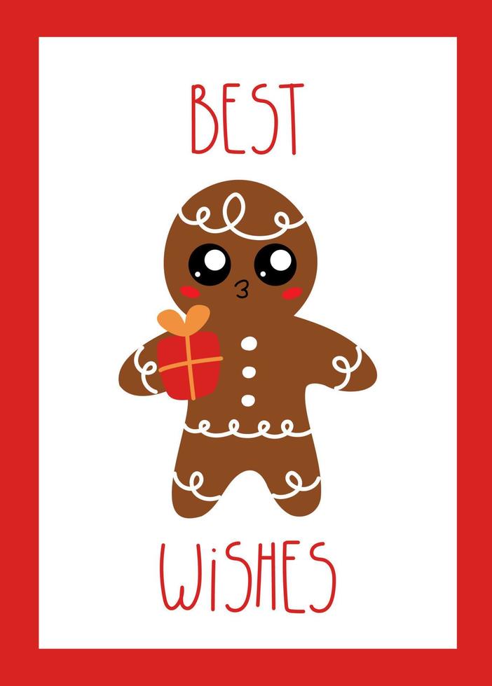 Christmas card with gingerbread vector