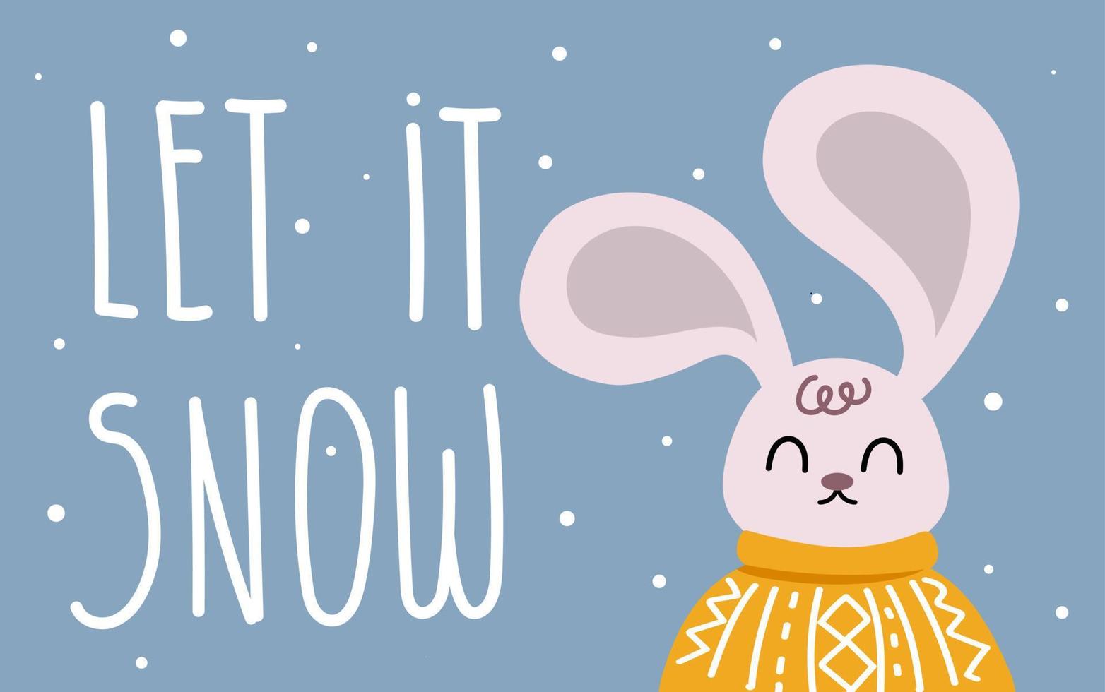 Greeting card with a rabbit Let it snow vector