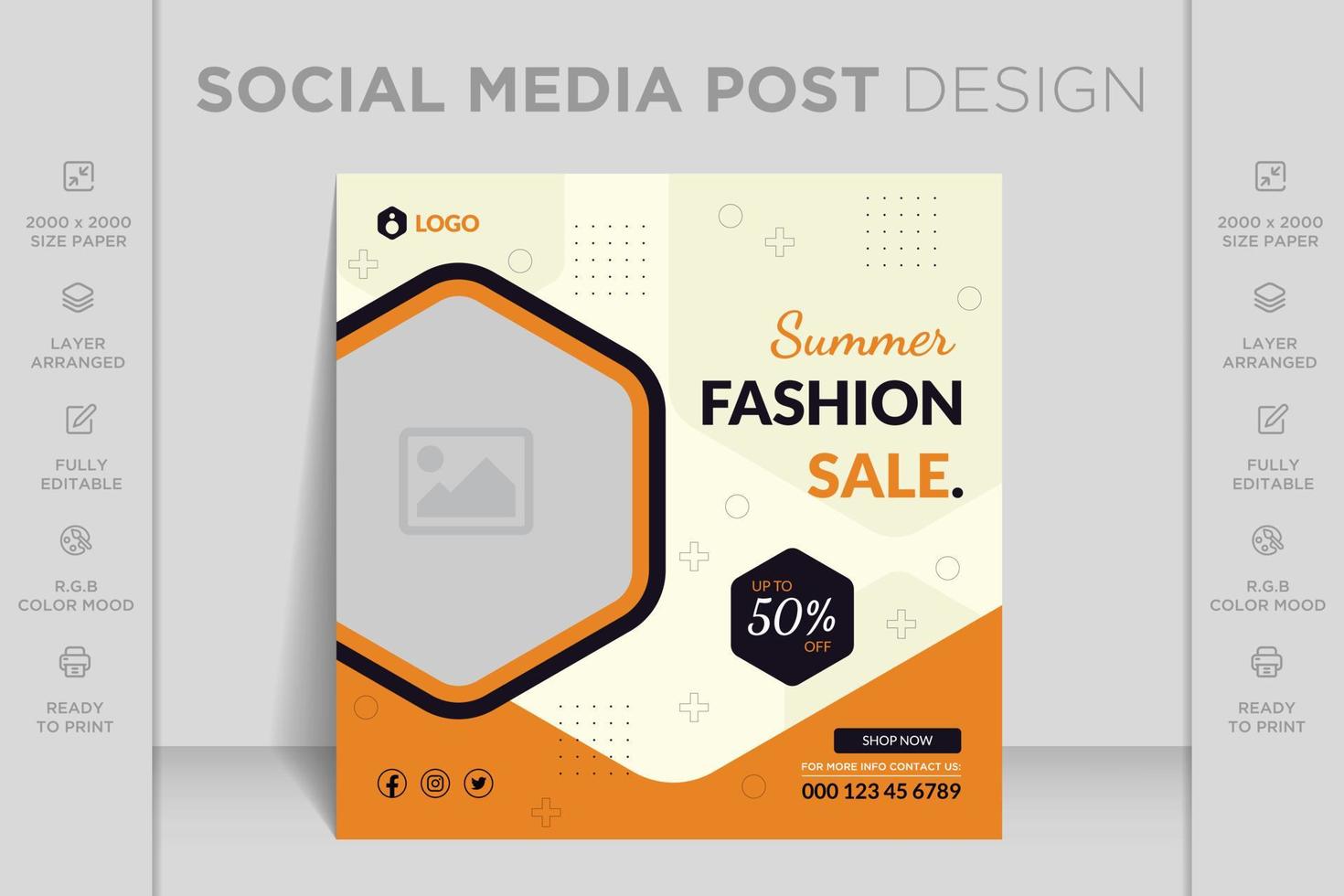 Modern dynamic Instagram, Facebook and social media post web banner template for online fashion sale vector