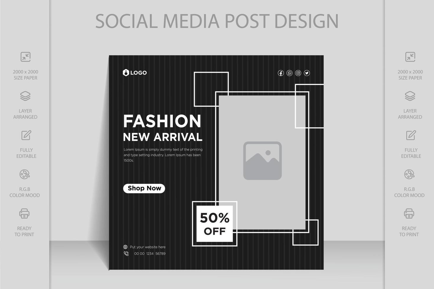 Modern dynamic Instagram, Facebook and social media post web banner template for online fashion sale vector