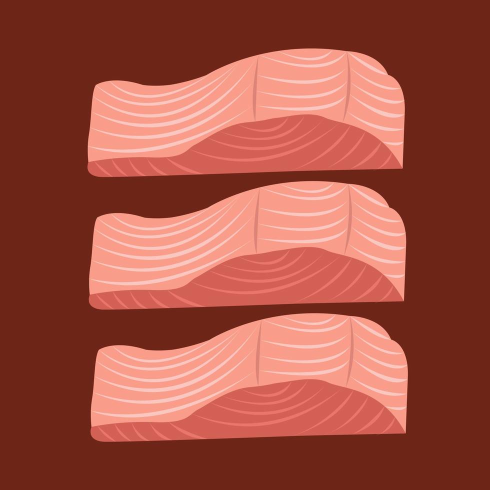 Salmon fillet meat vector illustration for graphic design and decorative element