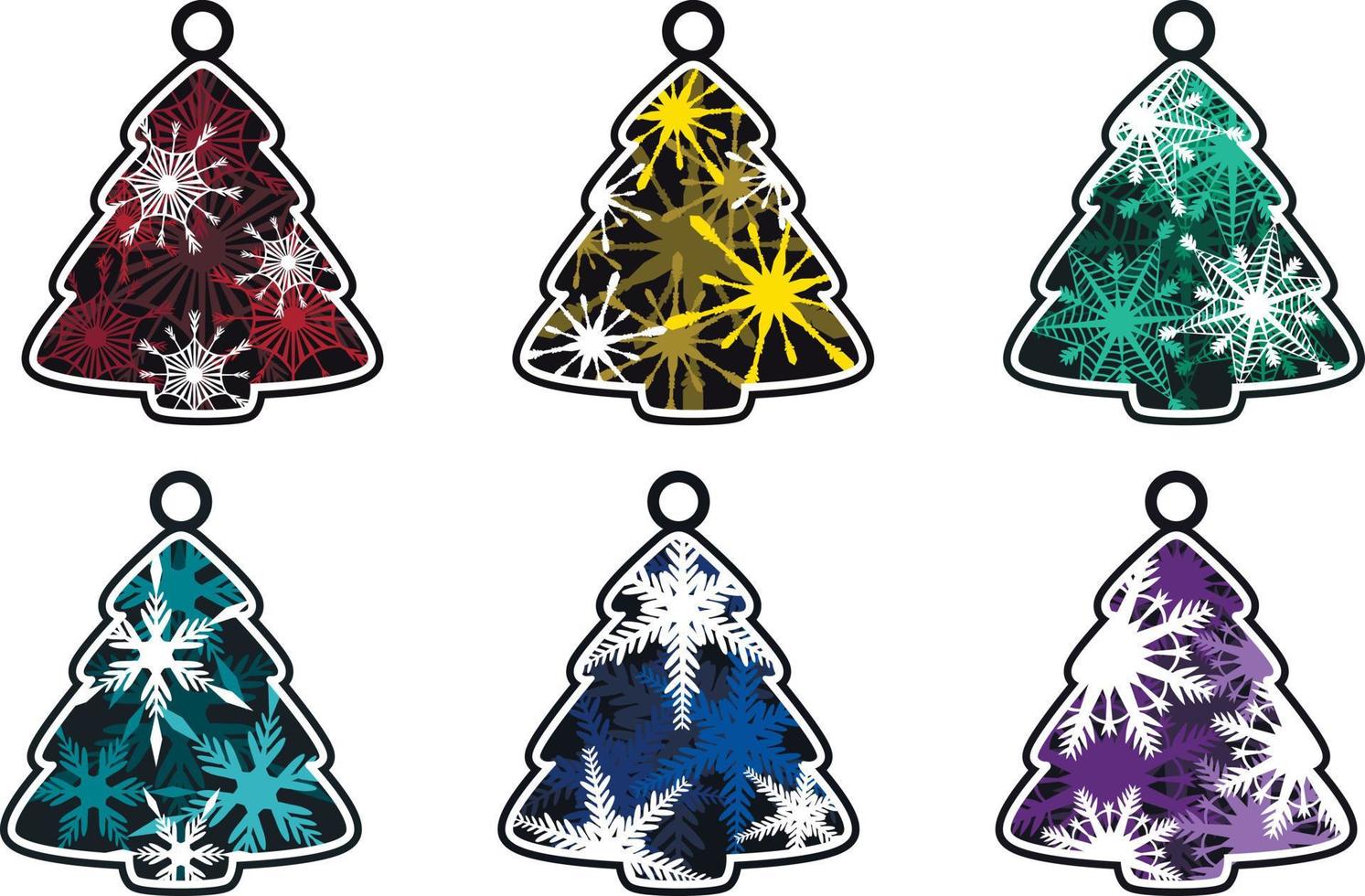 Christmas toys in the shape of a Christmas tree with snowflakes multi-layer paper cut vector