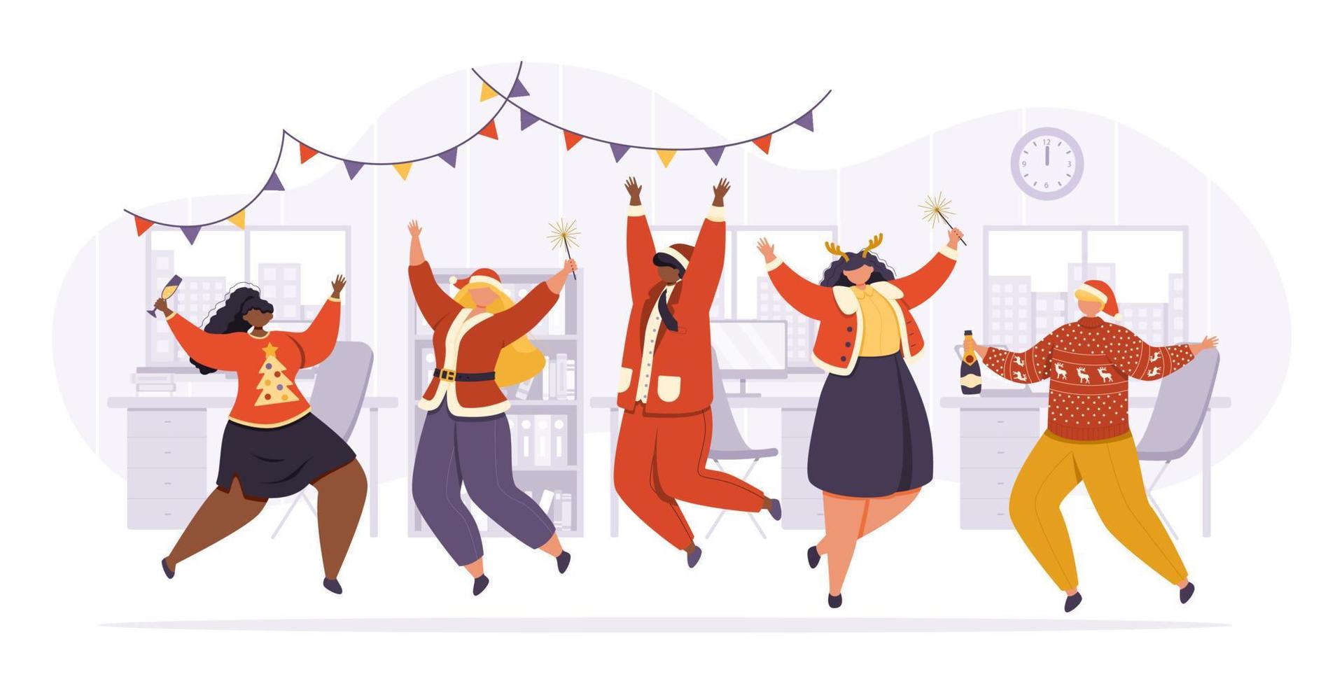 New Year's or Christmas party in the office. vector