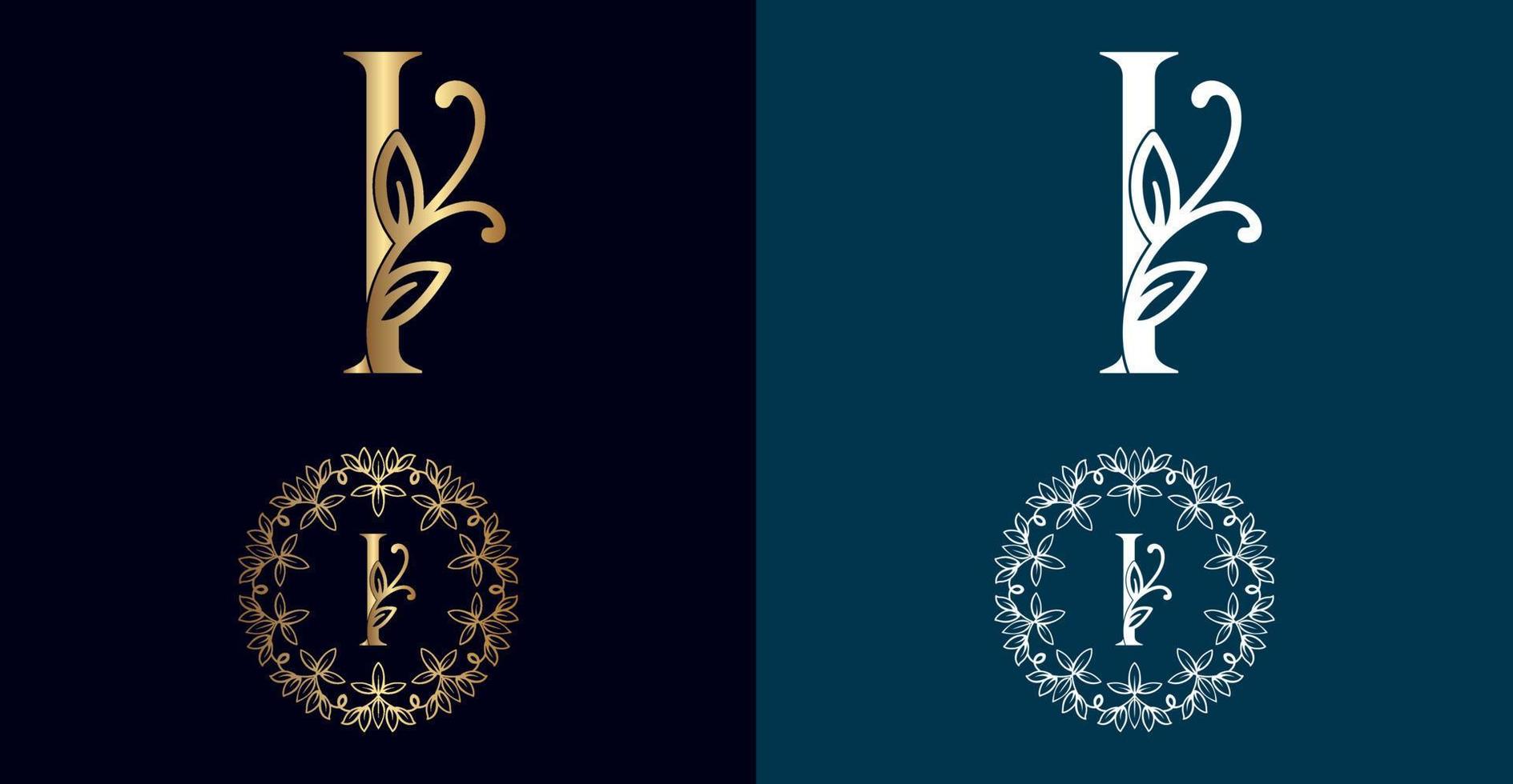 floral logo I letter design vector