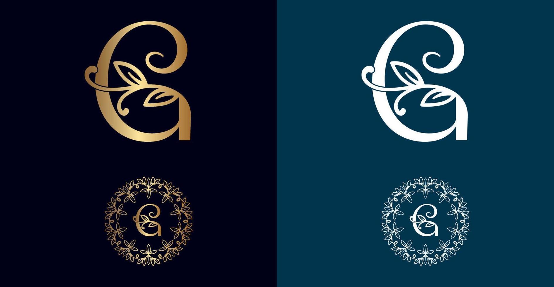 logotipo floral diseño de letra g vector