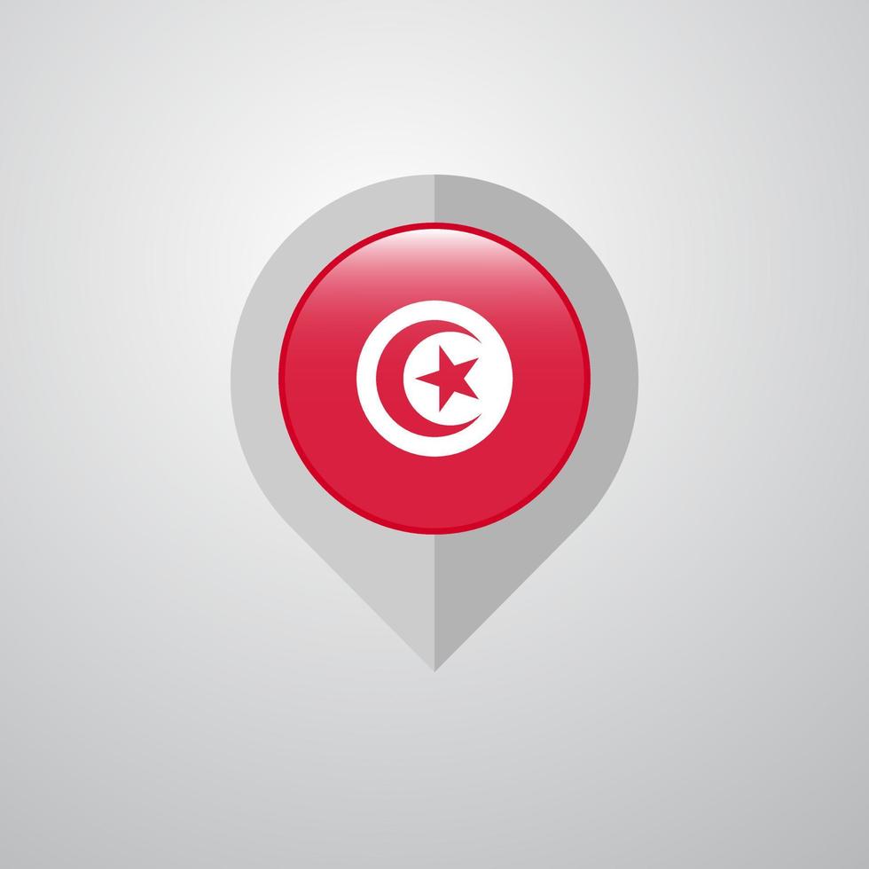 Map Navigation pointer with Tunisia flag design vector