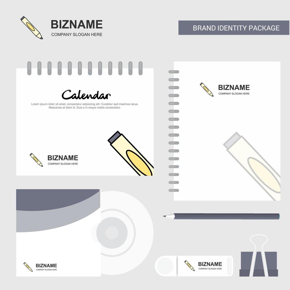 Marker Logo Calendar Template CD Cover Diary and USB Brand Stationary Package Design Vector Template