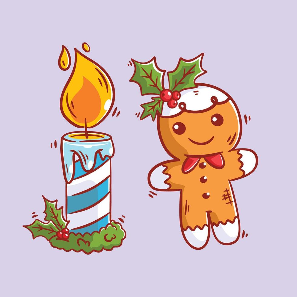 Gingerbread Cookies and candles design for christmas vector