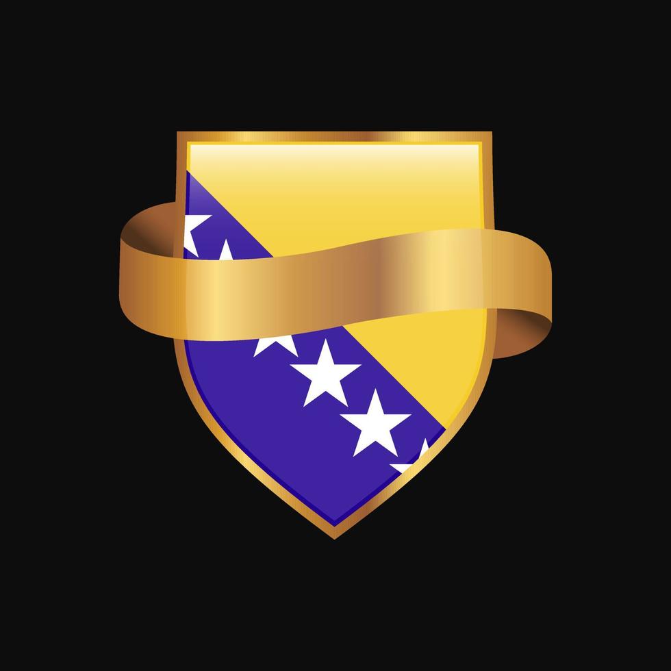 Bosnia and Herzegovina flag Golden badge design vector