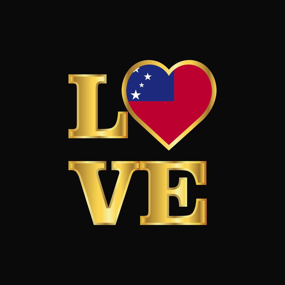 Love typography Samoa flag design vector Gold lettering