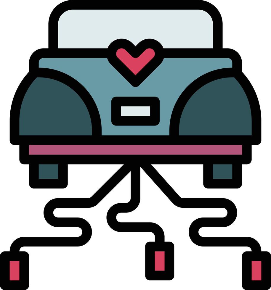 car transport vehicle love hearts wedding automobile transportation love and romance - filled outline icon vector