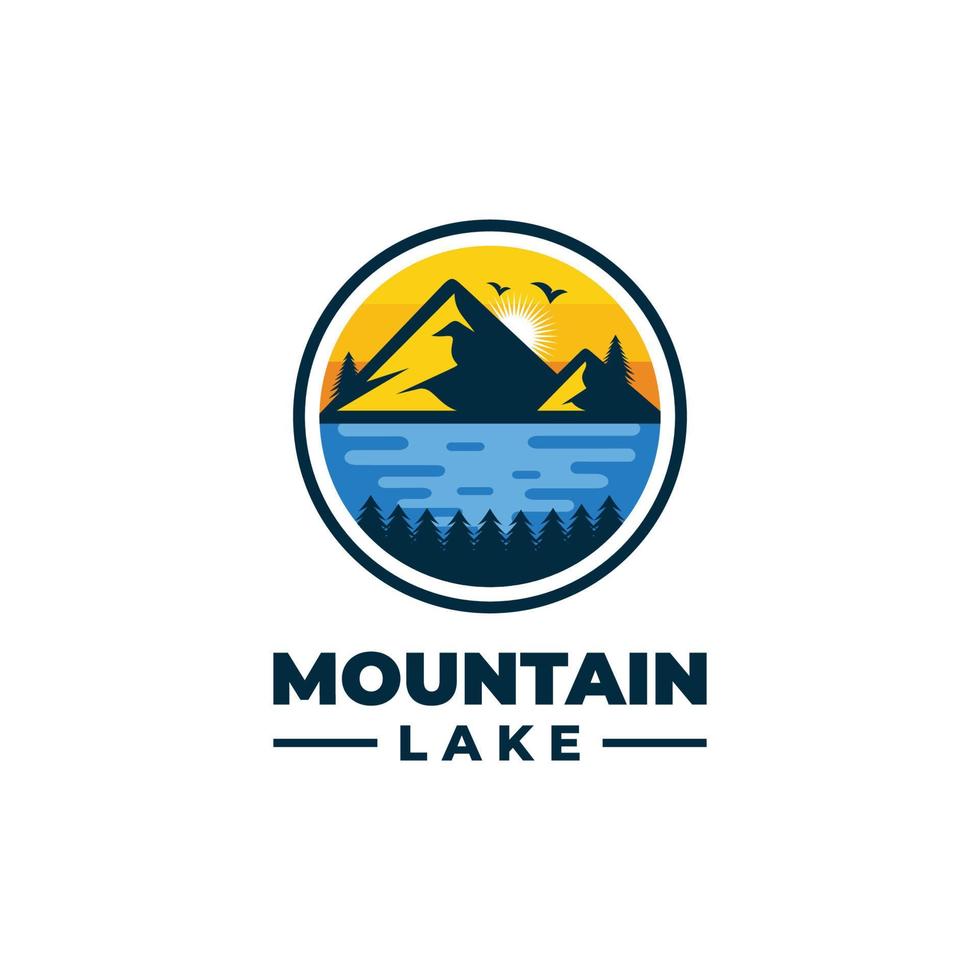 Mountain lake logo design vector