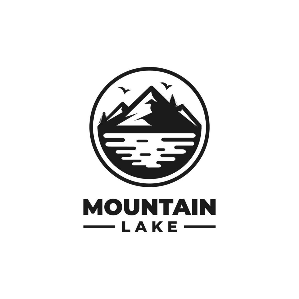 Mountain lake logo design vector