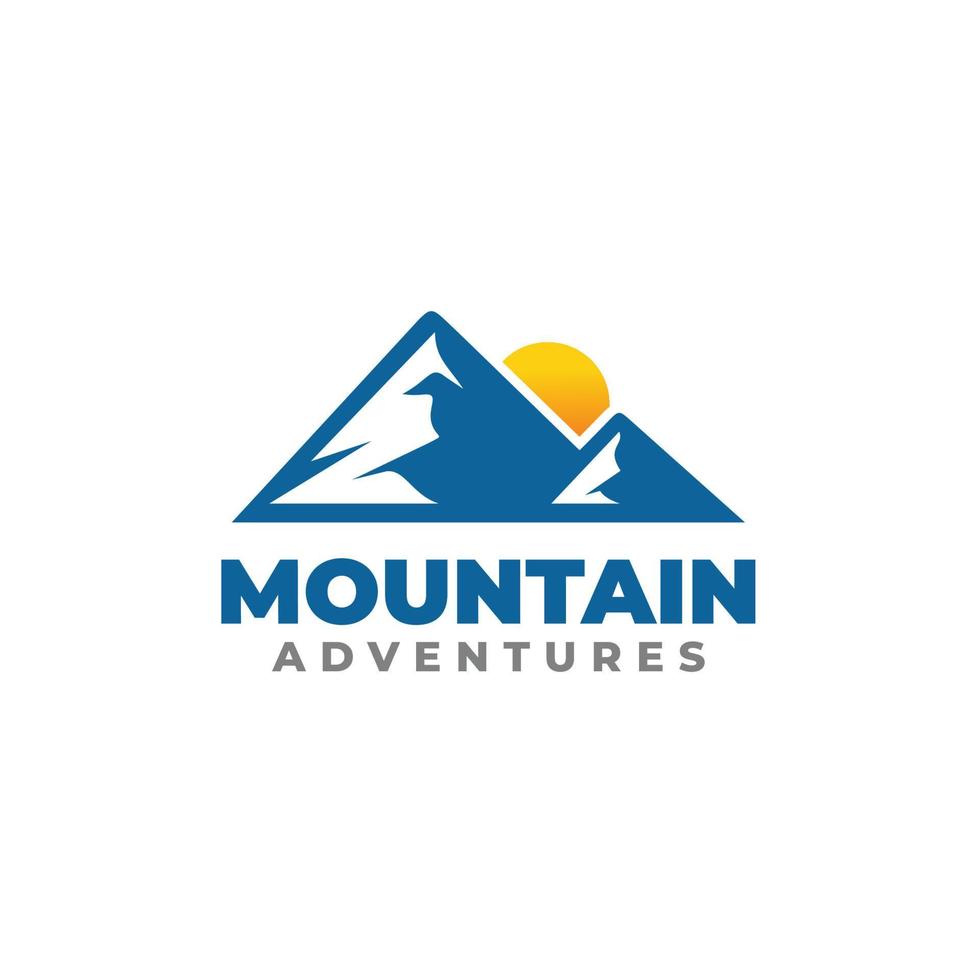 Mountain sunrise logo design vector