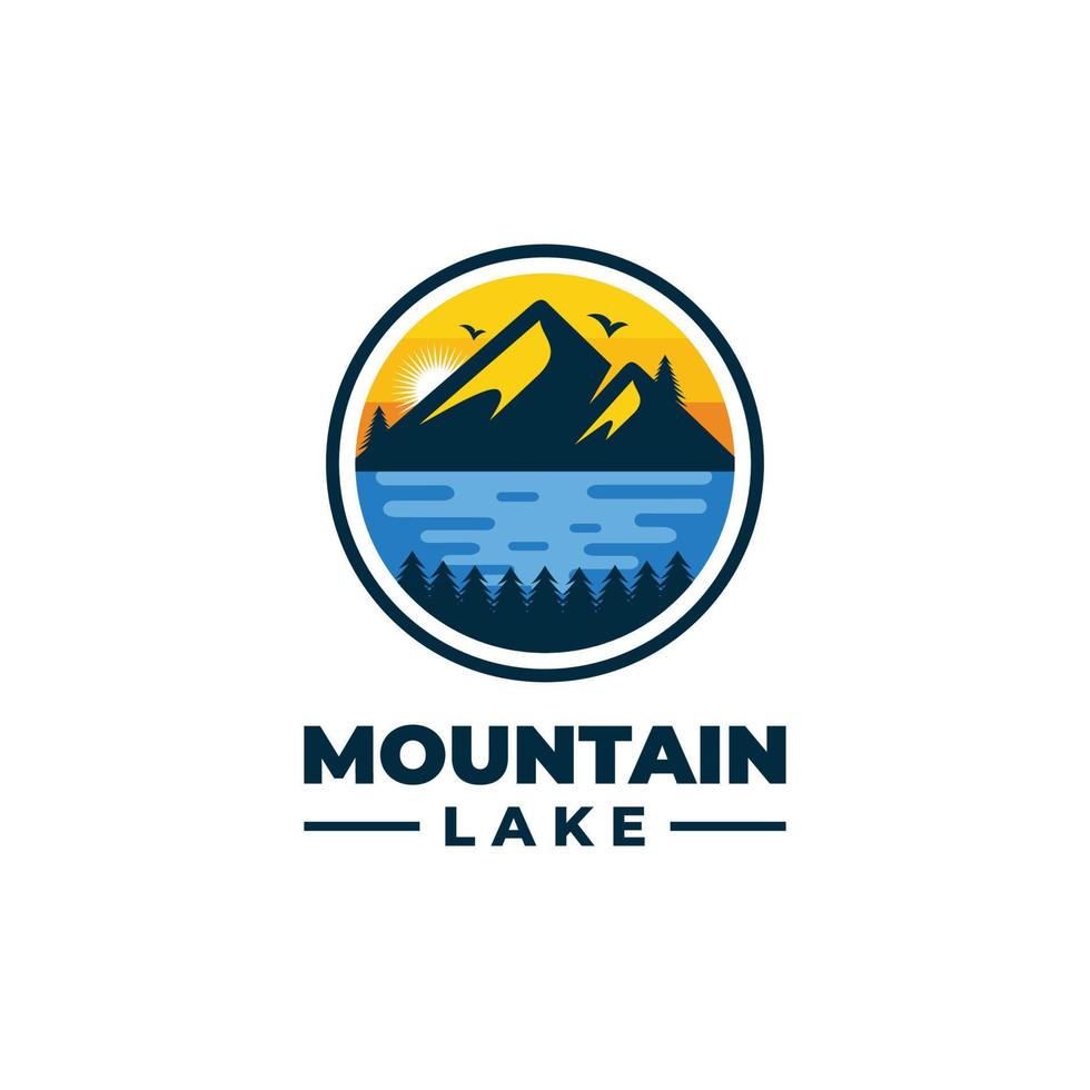 Mountain lake logo design vector