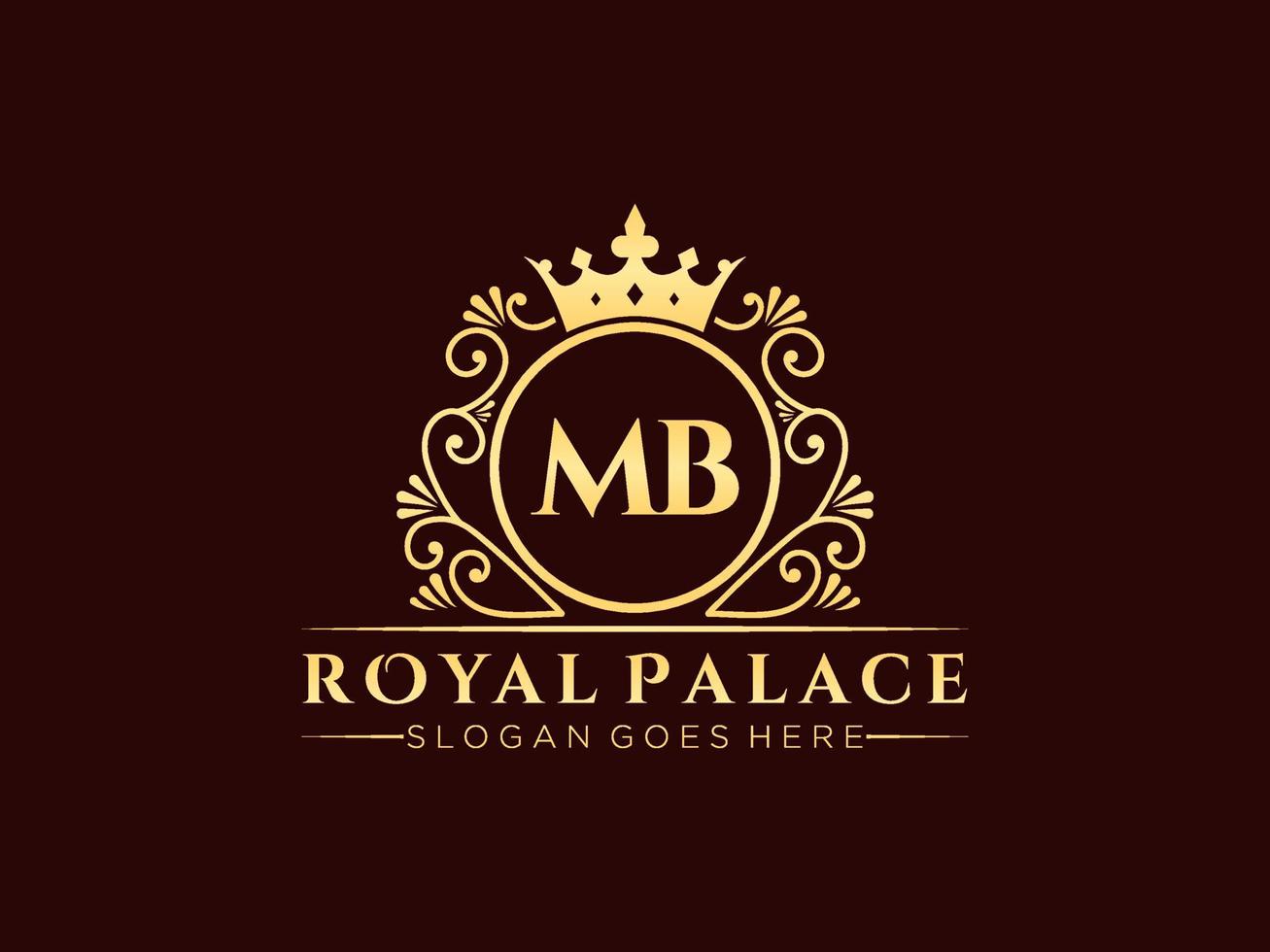 Letter MB Antique royal luxury victorian logo with ornamental frame. vector