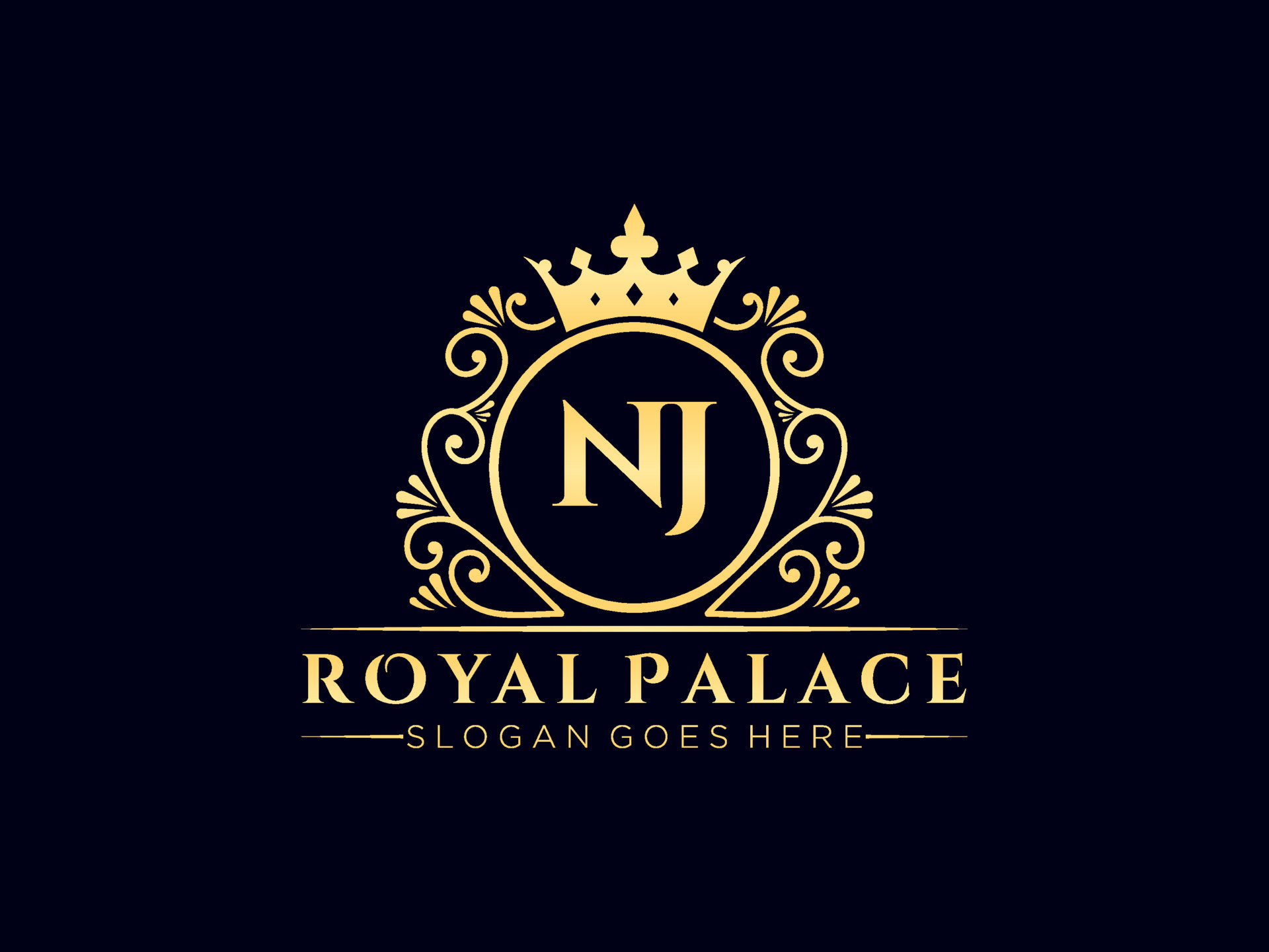 Letter NJ Antique royal luxury victorian logo with ornamental frame