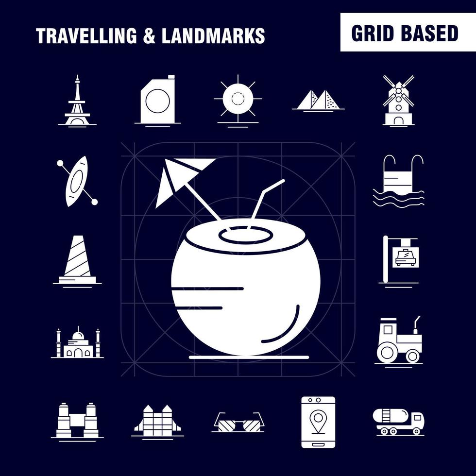 Travelling And Landmarks Solid Glyph Icon for Web Print and Mobile UXUI Kit Such as Fish Sea Food Snapper Food Arch Landmark Travel Pictogram Pack Vector