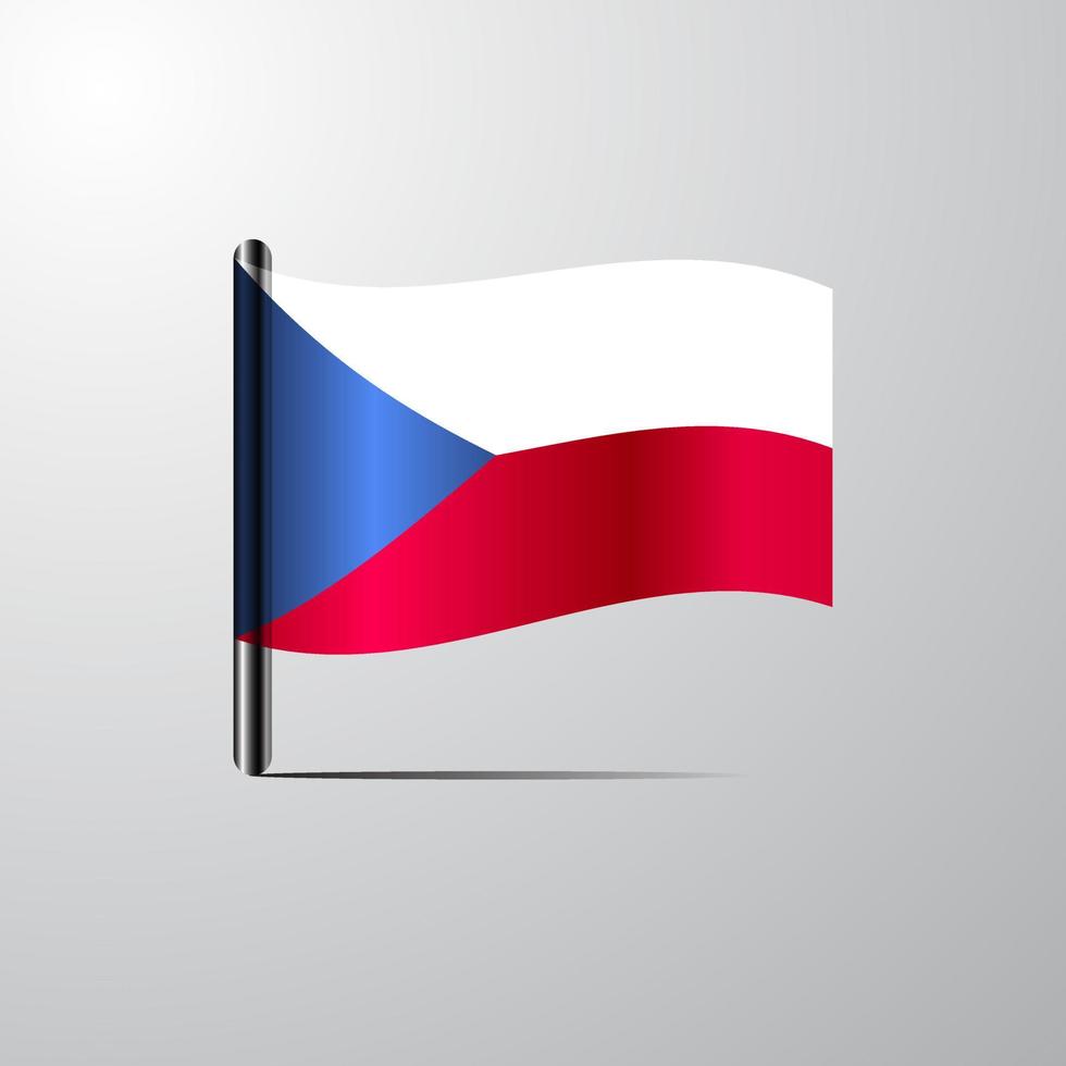 Czech Republic waving Shiny Flag design vector